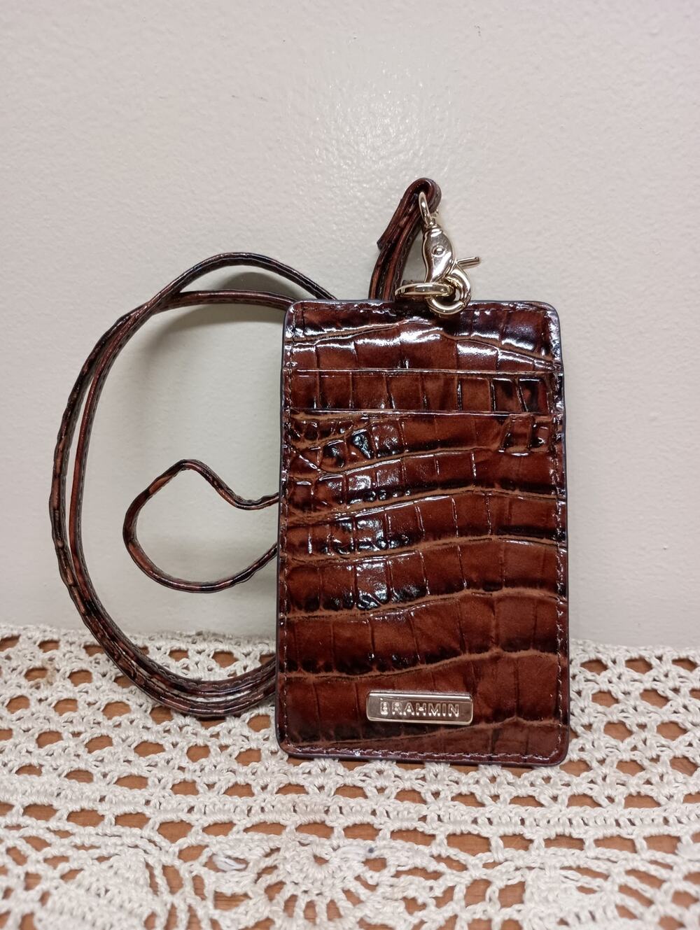 NWOT Brahmin Lanyard ID/Document Holder Pecan Melbourne